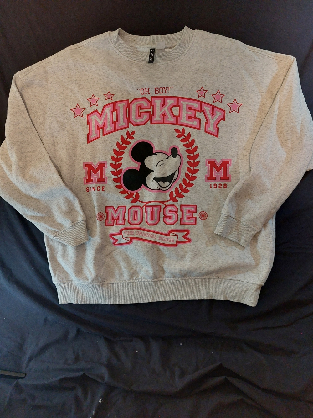 Disney Grey Crewneck Sweatshirt with Red Mickey Graphic